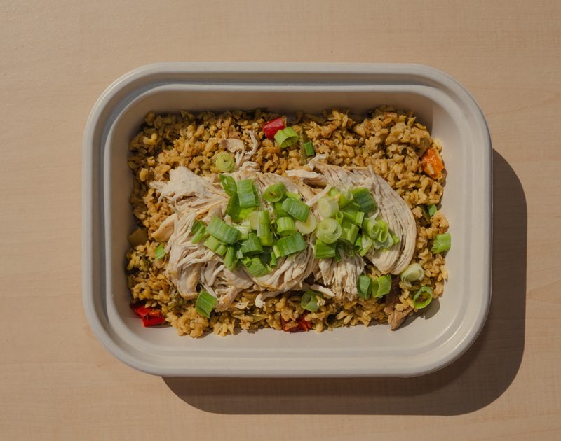 Slow cooked coconut ginger rice and chicken